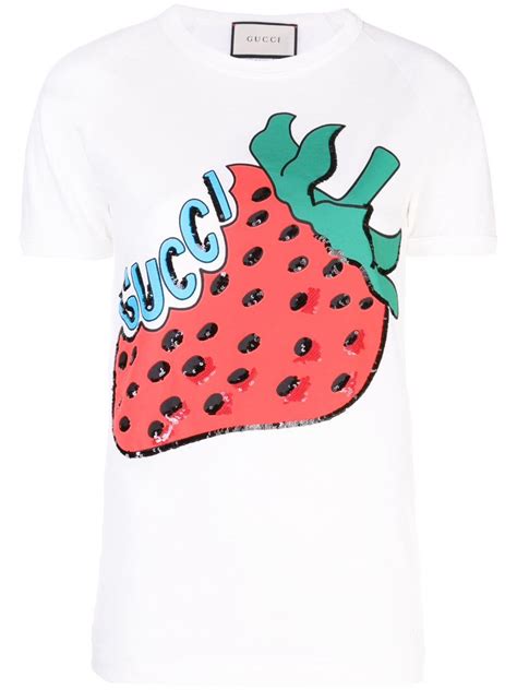 gucci strawberry print shirt|Gucci t shirt sale.